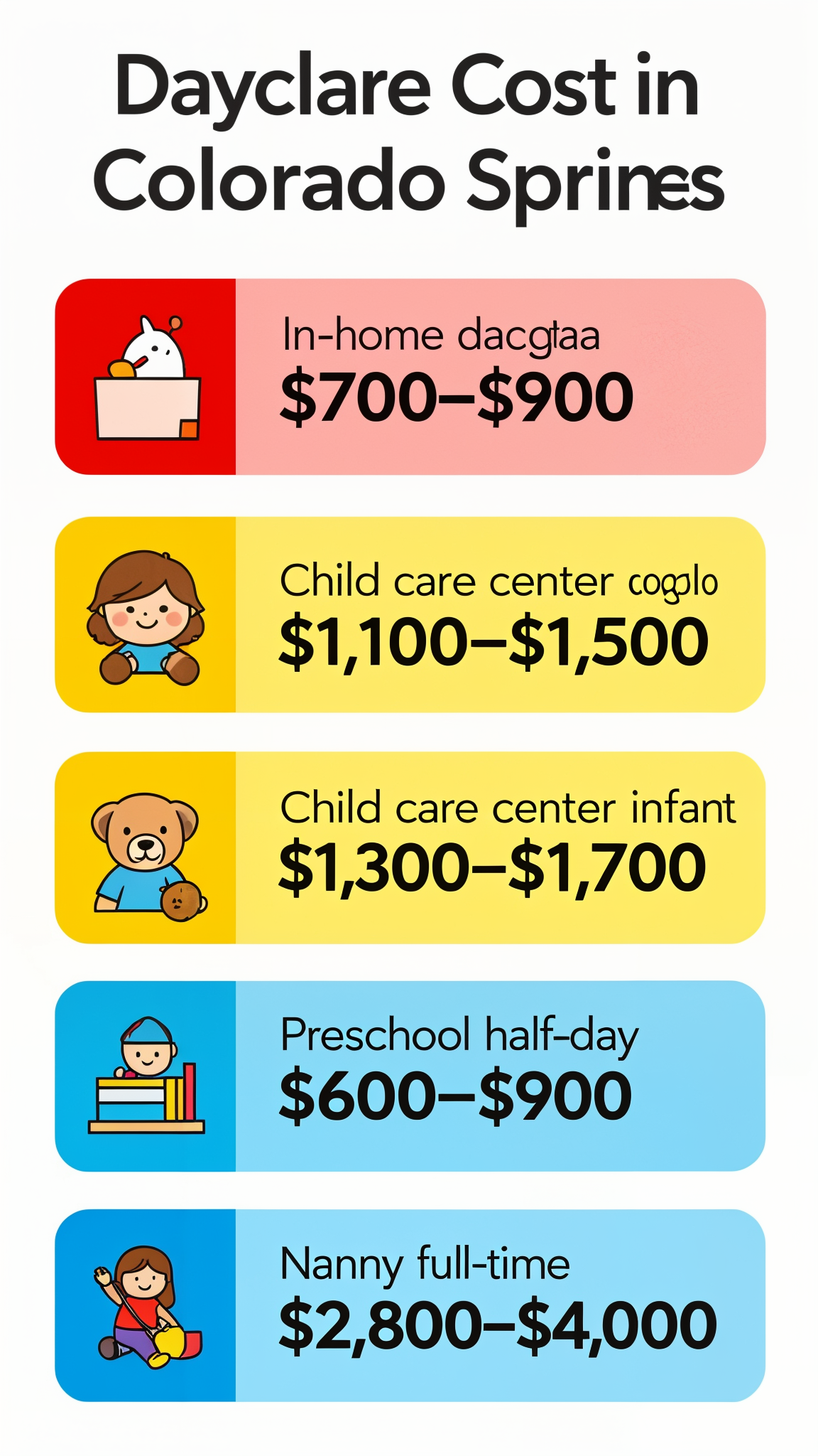 Daycare cost in Colorado Springs infographic